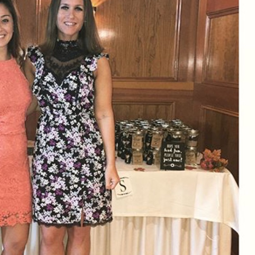 Express Black and White Lace Midi Dress